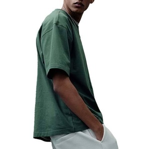 T-shirt Homme Vert Uni Oversize à Manches Courtes Col Rond 100% Coton Coupe Décontractée Longueur Standard Teint Uni Tricoté Séchage Rapide - Product Image 3