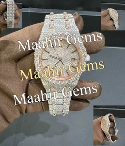 Montre mécanique en acier inoxydable avec moissanite VVS pour homme, style hip-hop, verre résistant à l'eau 10 bars, 100 % testée au diamant - Product Image 1