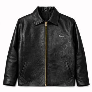 <b>Mens</b> <b>Leather</b> <b>Jacket</b> Warm Winter Coat Premium Quality Streetwear Outerwear OEM Wholesale Stand Collar Front Logo - Product Image 3