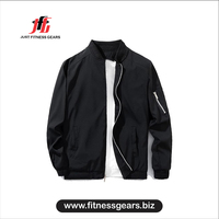 Blouson bomber pour homme, coupe-vent, respirant, écologique, en polyester/nylon, avec col montant et fermeture éclair avec logo sur le devant