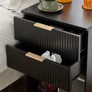FCH <b>Black</b> P2 Density Wavy Pattern Drawer Front 454070cm Two-Drawer <b>Bedside</b> <b>Cabinet</b> Nightstands - Product Image 5