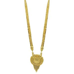 Ensemble de bijoux longs en or laminé 14K 18K 24K, ensemble de bijoux fantaisie, colliers longs de mariée au design traditionnel, vente en gros - Product Image 3