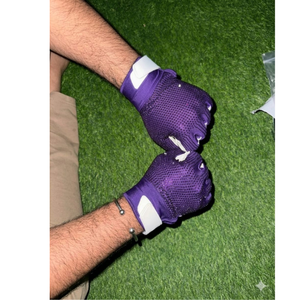 Gants sans doigts violets avec imprimé pailleté, antidérapants, pour le sport, unisexes, toutes saisons, à enfiler - Product Image 3