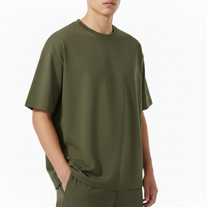 T-shirts surdimensionnés à épaules tombantes en coton 100% de haute qualité, 280 g/m², respirants, imprimés sur mesure, broderie, t-shirt pour homme - Product Image 1