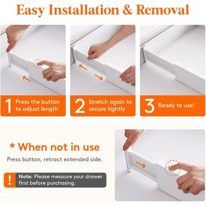 Set di 5 Divisori per Cassetti Alti 10 cm, 28-43,5 cm/11-17 pollici, Organizzatori Regolabili per Vestiti/Utensili, Separatori Espandibili per Cassetti - Product Image 4