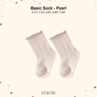 Calcetines Básicos Premium para Niños BOHOPANNA, Tela Suave y Delicada, Ajuste Flexible, Color Perla, Talla 5 6Años, Certificación SNI, Comodidad Diaria