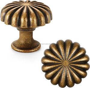 Classic Round Brass Knobs Traditional Cabinet Drawer Pull Handles Vintage Furniture <b>Hardware</b> Accessories Home Decor Pieces - Product Image 6
