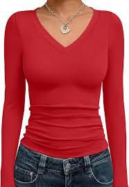 T-shirt pour femme à col en V, uni, de haute qualité, couleur unie, évacuation de l'humidité, haut de sport pour la gym et le fitness, manches longues - Product Image 3