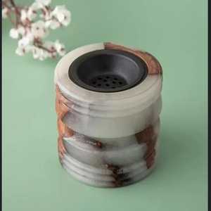 <b>Ceramic</b> Wooden Resin Joinnt Incense Burner Aromatherapy <b>Diffuser</b> Multi-Color Inlay Round Shape All-Season Use - Product Image 5