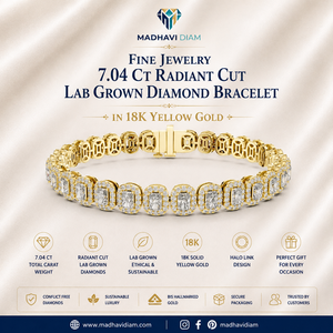 Bijoux fins, bracelet en diamant de laboratoire taille radiant de 7,04 carats en or jaune 18 carats - Product Image 1