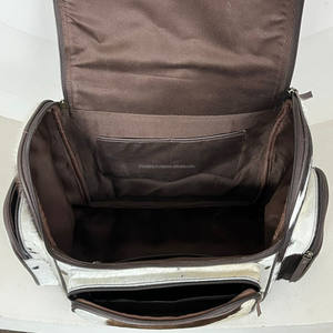 กระเป๋าเป้สะพายหลังสำหรับไปโรงเรียนทำจากหนังวัวแท้อุปกรณ์หนังลายตารางหมากรุกสำหรับเดินทางธุรกิจกระเป๋าเป้สะพายหลัง - Product Image 6