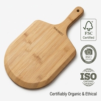 Pala para Pizza de Bambú Orgánico con Mango, Paleta para Pizza para Hornear, Transferir y Servir, Tabla de Pizza para Cocina, Logotipo Personalizado