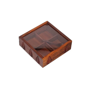 Boîte à fruits secs en bois brun de luxe moderne avec couvercle en verre UF INTERNATIONAL WDB-72 Modèle personnalisable en taille et en forme pour mariage et fête - Product Image 1