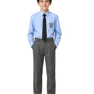 Chemise d'uniforme scolaire personnalisée pour garçons, vêtements scolaires formels pour enfants, chemise à manches longues boutonnée, à porter au quotidien - Product Image 1