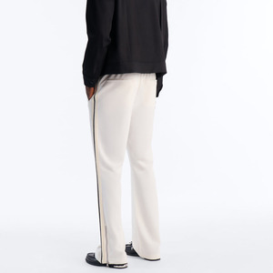 Pantalon de survêtement en coton tricoté pour homme, personnalisé, couleur crème, taille élastique, cordon de serrage, bandes latérales, style décontracté, vente en gros - Product Image 2