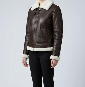 Women High Quality Shearling <b>Leather</b> Real Cow Skin <b>Leather</b> Motorcycle Style <b>Leather</b> <b>Jacket</b> For Women Custom Women <b>Leather</b> <b>Jacket</b> - Product Image 1
