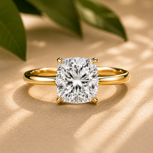 Anillo de Compromiso Clásico con Diamante Corte Cojín, Oro Amarillo de 14K/18K, Anillo Solitario, Joyería Nupcial, Diseño Personalizado, Venta al Por Mayor - Product Image 1