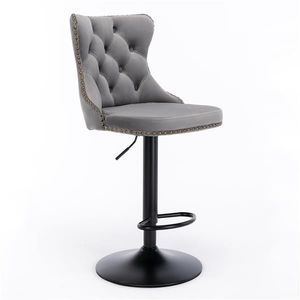 Modern Upholstered <b>Bar</b> <b>Stools</b> with Swivel Seat 25-33 Inch <b>Adjustable</b> Height 17.7 Inch Base Velvet Finish Furniture - Product Image 4