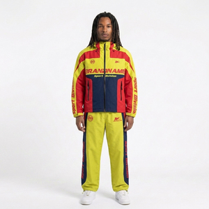 Multi-Color 2-Piece Sweat Suit Tracksuit Hooded <b>Zip</b>-<b>Up</b> <b>Jacket</b> Nylon Track Pants Windproof Breathable Casual Sport Wear Loose - Product Image 5
