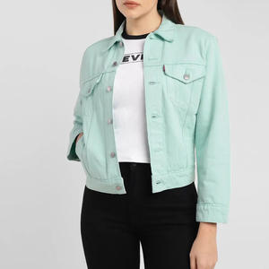 Veste en jean classique boutonnée coupe ample décontractée élégante écologique personnalisable pour l'automne/hiver couleur bonbon - Product Image 2