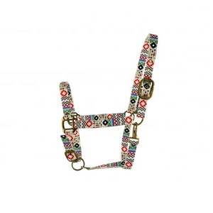 Hot Selling Adjustable White Aztec Print Nylon Rope <b>Halter</b> with Brass Plated Hardware High Quality Wholesale Manufacturer - Product Image 1