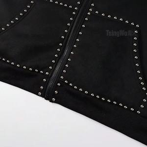 Sweat-shirt à capuche en strass de haute qualité, design personnalisé en cristal scintillant, pull à capuche en mélange de coton, usine OEM ODM - Product Image 3