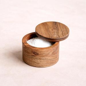Nordic Style Wooden Seasoning Pot with Rotating Cover Premium Tabletop Condiment <b>Storage</b> <b>Kitchen</b> Organizer - Product Image 3
