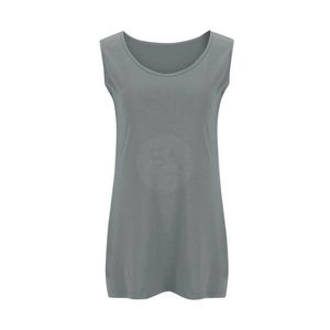 Camiseta sin mangas gris jaspeado de talla grande para mujer, cuello redondo, mezcla de algodón, top básico para capas, venta al por mayor de fábrica - Product Image 4