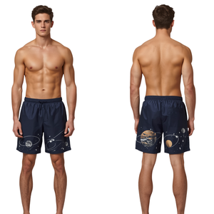 Shorts en nylon pour homme avec motif Midnight Orbit et caractéristiques premium pour un style de vie actif - Product Image 3