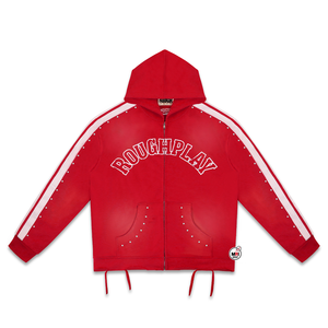 Sudadera con capucha y cremallera ROUGHPLAY morada para hombre, estilo oversize, streetwear, OEM, diseño con bolsillo de felpa francesa, para otoño e invierno, venta al por mayor - Product Image 3