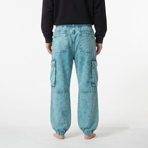 Custom Design Men's Acid Wash Cargo Joggers Cotton <b>Oversized</b> <b>Sweatpants</b> Baggy Loose Fit Multi Pocket Streetwear Casual Trousers - Product Image 3