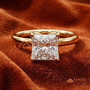 14K/18K Gold Round Cut Solitaire Engagement Ring with Twisted Vine Design & Accent <b>Stones</b> | Luxury Wedding Jewelry for Women - Product Image 1