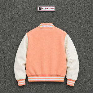 WHOLESALE PEACH AND <b>WHITE</b> VARSITY <b>JACKET</b> FOR <b>MEN</b> DAILY WEAR PREMIUM STREETWEAR CASUAL WINTER OUTERWEAR <b>MENS</b> FASHION Regular Fit - Product Image 6