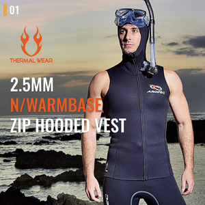 Aropec Gilet à capuche en néoprène Warmbase 2,5 mm, fermeture éclair frontale, super extensible, sous-vêtement thermique, haut de combinaison de plongée OEM/ODM - Product Image 2