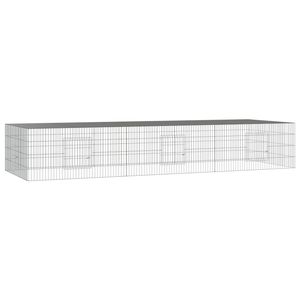 Cage à lapins durable à 3 panneaux en fer galvanisé argenté - Product Image 2
