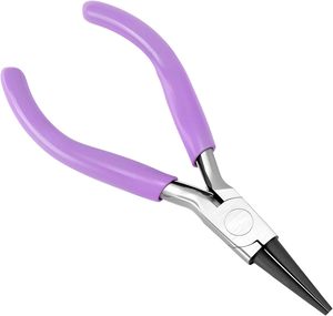 Ensemble de 8 pinces à bec rond miniatures en acier inoxydable de 4,5 pouces, outils de fabrication de bijoux, outils de bricolage, poignée violette, double ressort, kit de perlage artisanal - Product Image 3