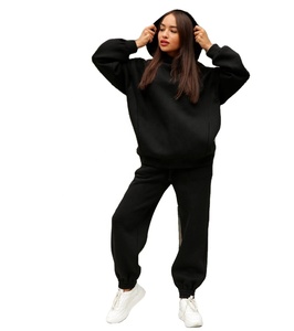 Unisex Stylish <b>Winter</b> Two-Piece Set Thick Fleece Pullover Hoodie Blank Trousers Custom Logo Plus Size Tracksuit for Breathable - Product Image 1