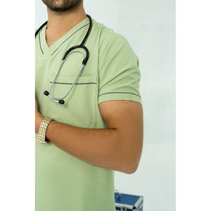 Uniforme Médico Unisex de Dos Piezas en Pana de Algodón Azul, Transpirable y de Alta Calidad, con Detección de Agujas, para Trabajadores de la Salud - Product Image 2