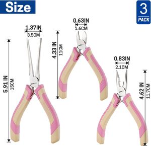 Juego de 3 Mini Alicates de Acero Inoxidable, Alicates de Punta Fina, Alicates de Corte Diagonal, Alicates de Punta Larga para Joyería, Manualidades y Bricolaje - Product Image 2