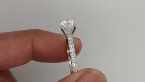 Bague de fiançailles en diamant cultivé en laboratoire, taille ronde, 1 carat, pour femme, bague de mariage en diamant, or blanc massif 14 carats, cadeau de la Saint-Valentin - Product Image 3