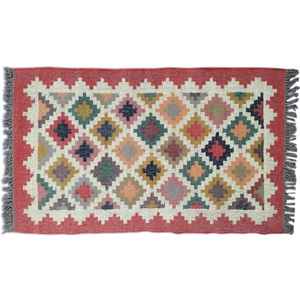 Alfombra de Piso Estampada para Meditación, Alfombras Kilim de Yute y Lana Tejidas a Mano para Sala de Estar, Dormitorio y Estudio - Product Image 3