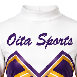Conjunto de Uniforme Deportivo Sublimado en Oro Púrpura, Manga Larga, Falda Plisada, para Equipo Deportivo, Entrenamiento, Práctica y Presentación - Product Image 4