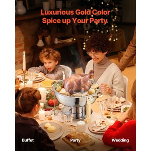 Set da 4 Chafing Dish in Acciaio Inossidabile da 5 Qt per Buffet, con 4 Vasche Grandi, Controllo Manuale della Temperatura, Scaldavivande per Catering con Coperchio e Serbatoio Acqua - Product Image 2