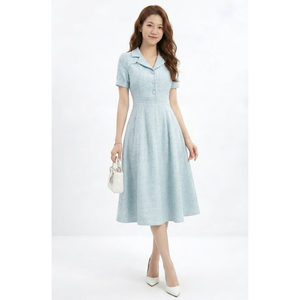 Vestido de Mujer de Manga Corta de la Mejor Calidad, Estilo Elegante, Transpirable, para Oficina, OEM, ODM, Vestido Casual para Mujer - Product Image 1