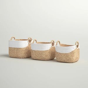 Cesta de almacenamiento de jacinto de agua Natural redonda grande sostenible de alta calidad, cestas de lavandería decorativas ecológicas para Baño - Product Image 6