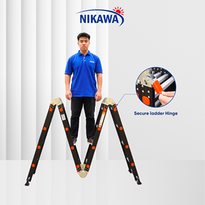 บันไดอลูมิเนียมพับได้ 4 ตอน คุณภาพดี ยี่ห้อ Nikawa รุ่น EN131 NVLG-45 ขนาด 12 ฟุต ปรับได้หลายระดับ - Product Image 2