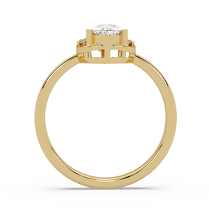 Anillo de Compromiso Moderno de Oro de 14K con Diamante Cultivado en Laboratorio de Corte Pera Flotante, Media Halo Solitario de 0.55 Quilates TW, Anillo de Boda de Lujo para Novia - Product Image 4