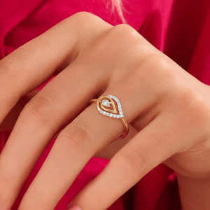 Hallmark Silver Elegant Gold Plated Commitment Ring with Micro Insert and Pave Setting - Product Image 1