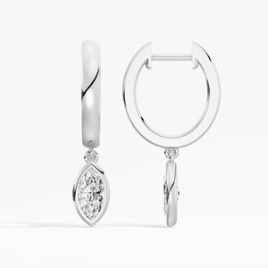 Pendientes de Aro ZAWO HOUSE Premium para Mujer con Diamantes VVS1 Corte Marquesa, Plata de Ley 925 con Engaste de Bisel, Bañados en Plata, Regalo - Product Image 5