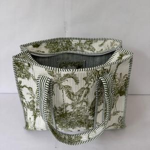Green Toile Jungle Print Quilted Cotton Durable Zipper Tote <b>Bag</b> Women Handmade <b>Boho</b> Shoulder Handbag Large Capacity Travel <b>Bag</b> - Product Image 2